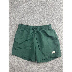 Bather Shorts Mens Medium Green Swim Trunks Mesh Lined Elastic Waist Drawstring